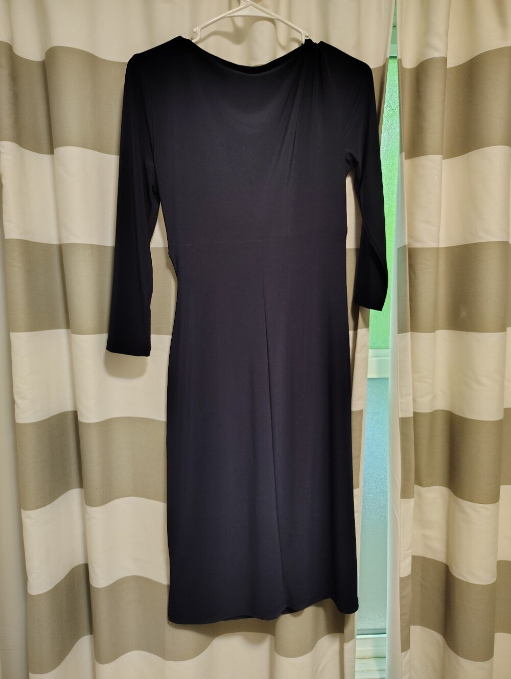 Stunning Ralph LaurenNavy Blue Draped Wrap Style 3/3 Sleeve Cocktail Midi Dress - Picture 11 of 11